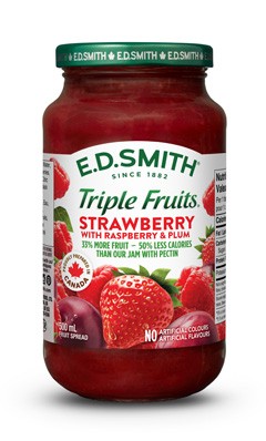 E.D.SMITH TRIPLE FRUITS Strawberry Raspberry & Plum Fruit Spread