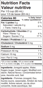 apple pie filling nutrition facts panel