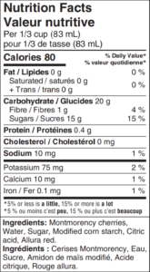 Cherry light pie filling nutrition facts panel