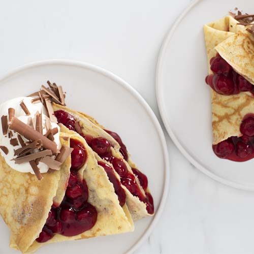 Cherry & Chocolate Crepes With Whipped Cream Cheese