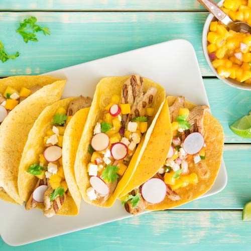 Sweet And Tangy Chicken Tacos With Tropical Fruit Salsa